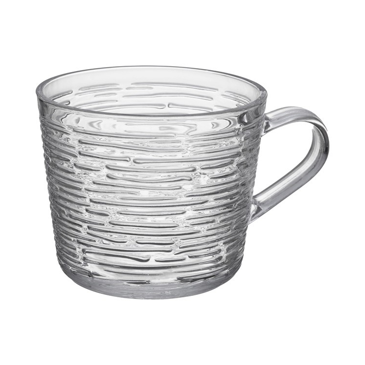 Kubek szklany z uchem LIRYC 450ml paski wzór 1